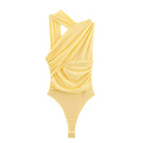 Women's ZA Summer New Asymmetric Folding Decoration Folding Net Holiday