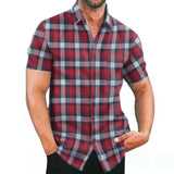 Lattice Men's Shirt 2025 New Wish Short Sleeve Cardigan Station European