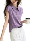 Year's Popular Purple Sleeve Short-Sleeved T-Shirt 2025 Summer New Shoulder-To-Shoulder POLO Shirt Look