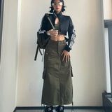 Side Stripe Zip Up Cropped JacketOutfit