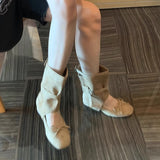 Boots 2025 Spring/Summer New Design Round-Headed Bow With Coarse And Cool Boots Ballet Single