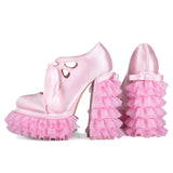 Pink Sweet Spice Girl Lolita Water Lace Coarse Heel Y2K Plus 47 Women's High