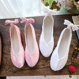 Zingj Shoes Round Head Woven Brocade Pure Color Jacquard Flat Shoes Spring And Summer Style Retro Ancient Style Cloth