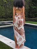 Women's Printed T-Dressed Dress With Bare Back Dress Sleeveless Casual Holiday Open Girl