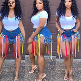 Women Jeans Pants Tassel Short Pants Streetwear High Waist Summer Clothes For Women