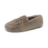 Shoes Women Wear 2025 New Korean Version Of Fairy Lefu Shoes One Foot Pedal Beans Shoes Women Winter Plus Velvet Cotton