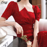 Vintage Women's Summer Dress 2022 Designer One-piece Dress Korean Fashion Chic Elegant Dress Female Luxury Evening