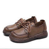 Layer Of Kraft Hand Hand-Skinned Soft Soles Casual Leather Shoes Women's Autumn New Comfortable With Kraft Single Shoes Retro Women's