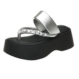 Bottom Slippers Women Wear Summer 2025 Summer New Water Drill Angle Flip-Flops With Skirt Beautiful Beach