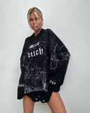 Blogger Wind With Loose Letter Embroidery Personality Tattered Knitted Sweater Casual Personality Sweater Women Autumn And