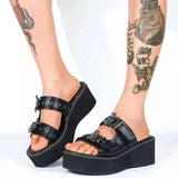 Women's Shoes 2025 Summer New Fish-Mouthed Bat Thick-Soled Cool Slippers Women's Dark Punk Hot