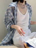 Plaid Shirt Coat Women Spring And Autumn New Small Lazy Temperament Sunscreen Shirt Cotton Top