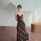 Zingj Summer New Fashion Retro Plaid Pure Desire Socialite Temperament Slim Condole Belt Dress