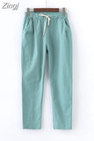 Cotton Linen Pants for Women Trousers Loose Casual Solid Color Women Harem Pants Capri Women's