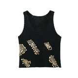 2025 New Women's Fashion Joker Casual Sequins Knit Vest Jacket