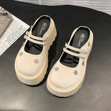 New Sweet Cool Thick Soles To Height Mary Treasure Shoes Small Man Double Tied With Water Drill Half Slippers Women Can Wear
