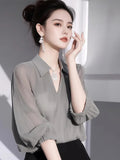 Chiffon Shirt Women 2025 Summer New Burst T-Shirt Light Luxury High Sense Unique Beautiful Temperament