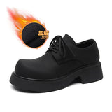 Zingj Sole Single Shoes Men Spring And Autumn Round Head Tie With Heel Cake Men's Shoes Work Black Small Leather Shoes
