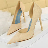 Shoes Red Green Black Woman Pumps Metal Square Buckle Women Heels Sexy Banquet Shoes Pointed Toe Stiletto Plus Size