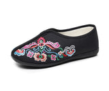 Zingj Cotton Shoes Injection Plastic Soft Sole Women Winter Clip Cotton And Velvet Embroidered Flower Cloth Shoes Casual Soft Sole Flat Sole Pregnant
