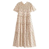 Women's New Cotton-Print T-Shirt With Loose Cake Dress
