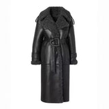 Women's Clothing Explosion Pure Fashion Street Collar Fur Warm Coat Long
