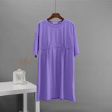 Summer New Cotton Dress Women's Casual Loose Round-Neck T-Neck Round-Neck A-Shaped Dress Women's