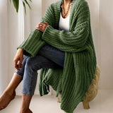 And Winter Long Cardigan Pure Color Women's Knit Fashion Holiday Sweater Coat