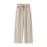 Women's Clothing 2025 Autumn Loose Belt With Vertical Striped Casual Trousers Women