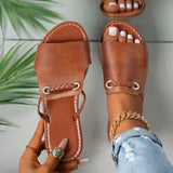 2025 Summer New Slippers Women Solid Color Weaving Simple Daily Beach