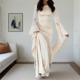 Summer New Round Collar Horn Sleeve Women's Sexy Dress Dress