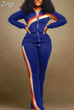 Winter Two Piece Set Women Tracksuit Zipper Stand Collar Jacket Tops Pants Suits Set Fashion Patchwork Two Piece