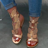 Bow Water Drill Flat-Soled Sandals Women 2025 Summer Hollow Roman