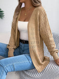 And Winter Pure Color Hollow Lantern Long-Sleeved Sleeve Sweater Long Coat Women's
