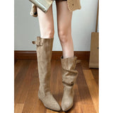 New Super Fire Beautiful Boots But Knee-Lvet Head-Tip Knight Boots Girls Autumn Thin Slim Pile