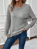 Long Sleeves Solid-Colored Knitted Shirt Thread Hollow Slim Bottom Sweater