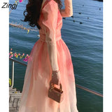 Vintage Floral Dress Women Casual Princess Midi Fairy Strap Dress Party Beach Female 2022 Elegant One Piece Dress