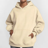Women's Coat Women's New Fashion Pure Color Loose Casual Temperament Long-Sleeved Hooded Spring Sweater Women