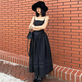 Lace Up Corset Black Maxi DressOutfit