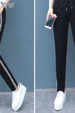 Pants Women Side-stripe Lace-up Harem Slim All-match Womens Soft Leisure Spring Trendy Ulzzang Simple Hot Sale Basic