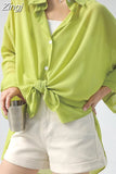 Green Transparent Shirts For Women Summer Chiffon Loose Long Sunscreen Shirts Oversize Thin White Shirt Outerwear