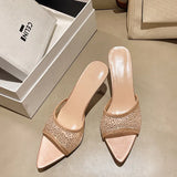 Pointed High With A Word Slippers Women's Net Yarn Water Toe Fish Mouth Fashion Cold