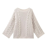 And Winter Women's Fashion Temperament Round Horn Sleeve Knitted Sweater Loose Knitted