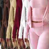 Autumn And Winter Sportsuit Tracksuit Two Piece Set Shirt + Crop Tank Top + Long Pants Streetwear Clothes For Women