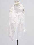 Off-Common Shirt 2025 Autumn And Winter New Splicing Flowers Folded Neck Repair Slim Thin Top Shirt
