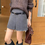 Xixi 2025 Autumn And Winter White Standard Sweet Cool With Pure Color High-Waisted Half-Dressed Ass A Short Skirt Women