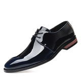 Zingj Men's Plus Size Bright Single Shoes Fashion Trend Business Leather Shoes Color Lace Men's