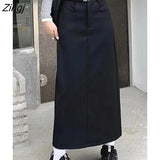 Women Simple Design Trendy Korean Style Elegant Midi Faldas Autumn All-match Empire Pure Basic Preppy Student Y2k