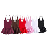 Women's Clothing Explosive Temperament Fashion Splicing Hanging Neck