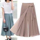 And Summer 2025 New Korean Version Of The Folding Chiffon Trousers Large Size Tight Waist Slack Trouser